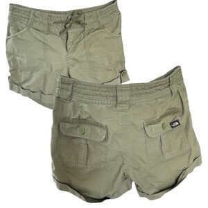 Retro y2k olive green north face drawstring cuffed shorts hiking women 2